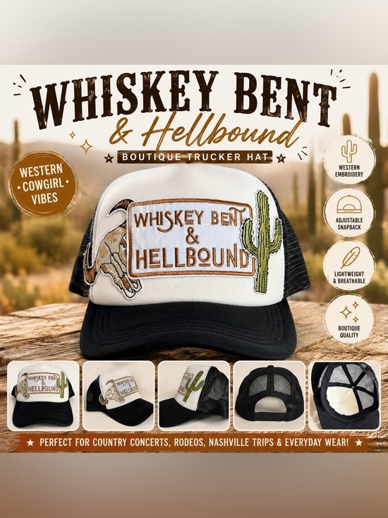 Accessories - Whiskey Bent & Hellbound Boutique Western Trucker Hat Cowgirl Snapback